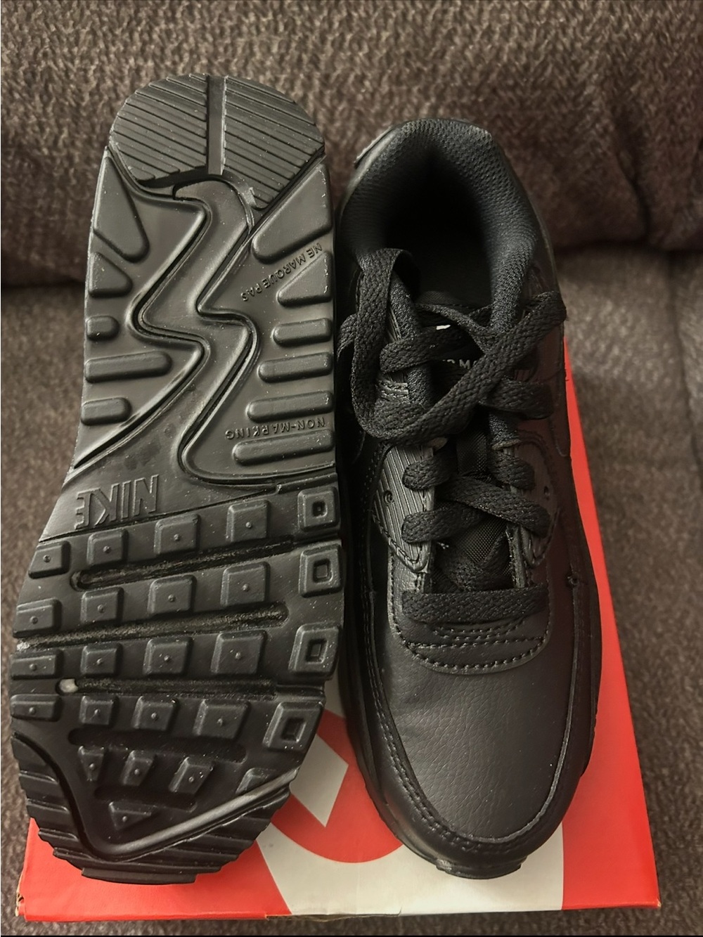 Nike Kids Black Sneakers with Red Box Accent